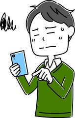 男性　スマホのポーズ2