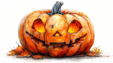 Halloween pumpkin yellow cartoon illustration