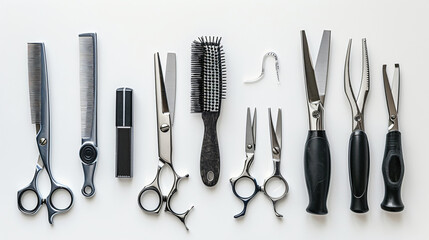 Hair clipper, scissors, comb. Professional barber.
