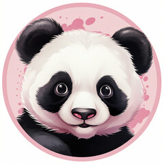 Sticker eines Pandabären mit rundem Profil