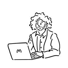 ラップトップ（マック）を操作する男性のベクター画像