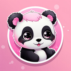 Sticker eines Pandabären mit rundem Profil