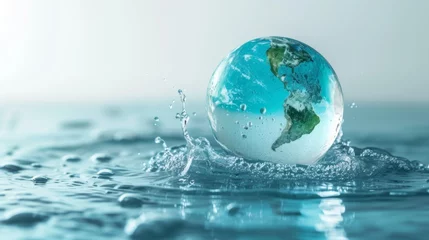 Fotobehang glass globe splashing in water © Zanni