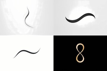 A single continuous line forming a dynamic symbol, representing fluidity and simplicity in a minimalist logo.