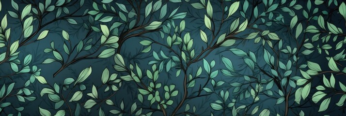 seamless abstract green vintage background with leaves