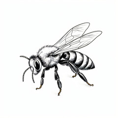 Hand drawn bee outline illustration.