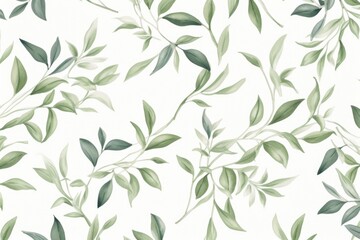 abstract green vintage pattern with leaves - obrazy, fototapety, plakaty