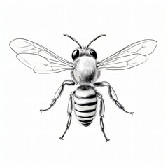 Hand drawn bee outline illustration.