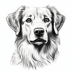 Hand drawn dog outline illustration isolated.