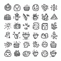 Hand drawn doodle icons set isolated on a white
