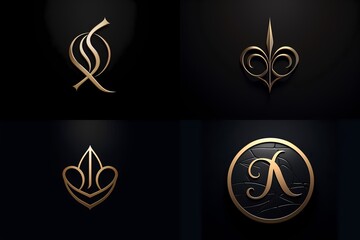 A sophisticated and luxurious logo with an elegant monogram, exuding a sense of exclusivity against a deep black background.