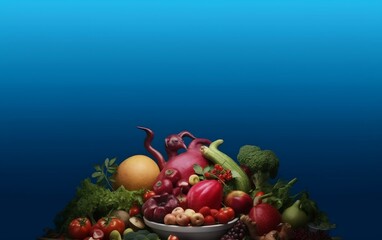 Obraz na płótnie Canvas Abundant Bowl of Varied Fruits and Vegetables