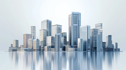 Fototapeta na wymiar Cityscape of a Large City With Tall Buildings in the Middle of the Water