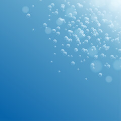 Blue clean water wave with air bubbles background