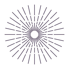 Obraz premium Sunburst firework explosion, bursting or light rays, linear drawing. trendy hand drawn retro isolated design element