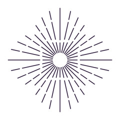 Obraz premium Sunburst firework explosion, bursting or light rays, linear drawing. trendy hand drawn retro isolated design element