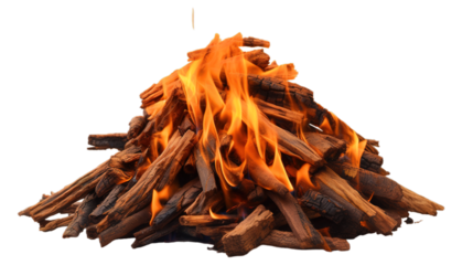 Holika Dahana isolated on transparent background, Generative ai.