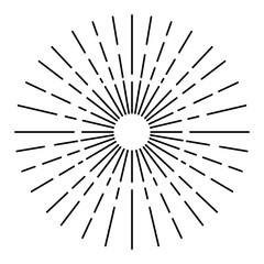 Obraz premium Sunburst firework explosion, bursting or light rays, linear drawing. trendy hand drawn retro isolated design element