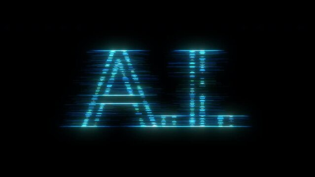 AI Word Reveal In Technological Particles With Alpha Matte