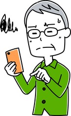 高齢男性　スマホ　ポーズ2