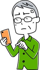 高齢男性　スマホ　ポーズ4