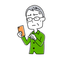 高齢男性　スマホ　ポーズ4