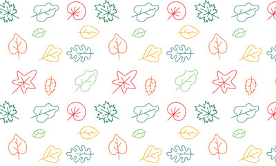 leaves seamless pattern, hand drawn autumn background.
