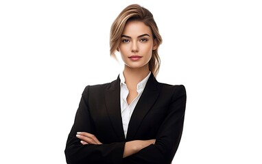 Woman in Black Suit With Crossed Arms