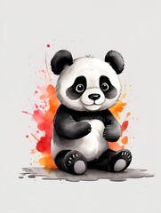 Fun zoo. Illustration of cute Panda. Trendy sticker and t shirt design.