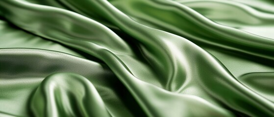 Obraz premium Closeup of Green Satin Fabric Background
