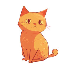 Happy Cartoon Kitten with a Funny Smile and Playful Paw, Illustration of a Cute Domestic Cat in  Art Style, orange kitten cute , isolated on white .png
