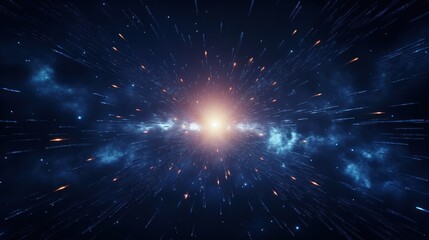 Obraz premium Abstract Particle Moving In The Sci-fi Space Wallpaper, Background
