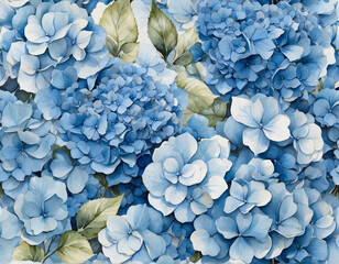 Watercolor painting style of a blue hydrangea flowers texture background