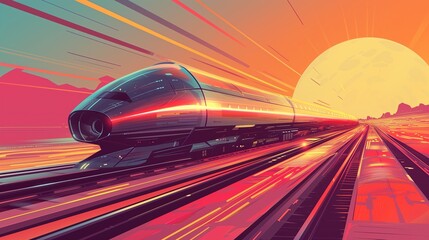 Hyper bullet train of the future, abstract poster wallpaper