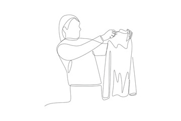 Continuous one line drawing Happy people shopping. Shopping concept. Doodle vector illustration.