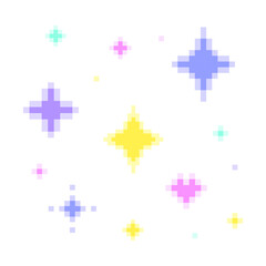 Colorful sparkle pixel Cute Sparkling pixel bright sparkle star and heart