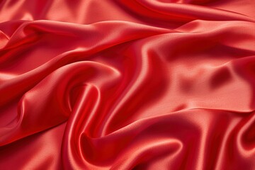 Obraz premium Elegant red satin fabric, background