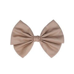 Charming brown cotton fabric bow with short tails on a white background. Adds rustic elegance to any project.