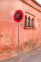 Traffic sign in the Medina of Marrakesh, Morocco