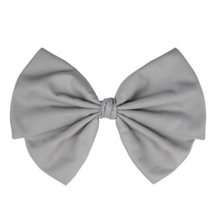 Charming gray cotton fabric bow with short tails on a white background. Adds rustic elegance to any project.