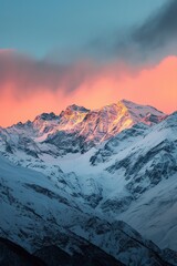Fototapeta premium Mountain landscape in winter, at sunset