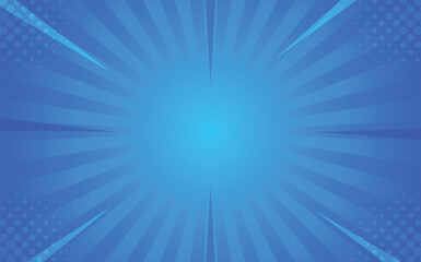 Bright blue spiral rays background. Comics, pop art style. Bright blue spiral rays background.  Vector Illustration.