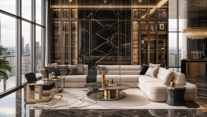 technology and elegance merge in this stunning visual living room. The image embodies cutting-edge design, blending intricate details with innovation to redefine sophistication