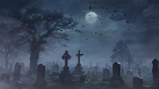 graveyard in the night