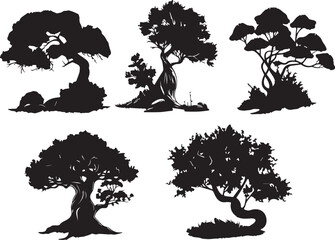 Set Trees. Hand drawn vector illustration