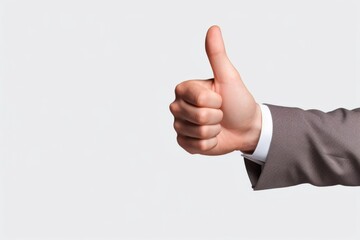 Businessman with thumbs up isolated on white background, business success concept