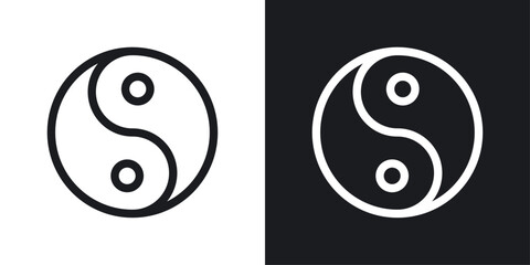 Yin yang icon designed in a line style on white background.