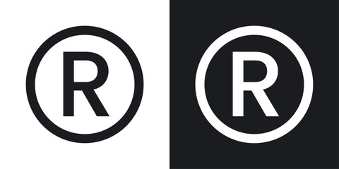 Registered trademark symbol icon designed in a line style on white background. - obrazy, fototapety, plakaty
