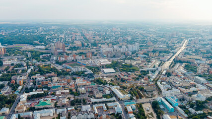 Ryazan, Russia. General panorama of the city. Lybidsky boulevard, Aerial View