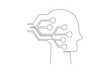 Artificial intelligence AI processor drawing of Brain ai shape, logo, web site, social media, Object, Vector illustration.